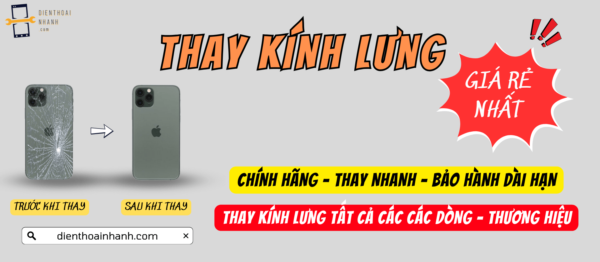 Thay Kính Lưng Điện Thoại Chính Hãng, Giá Rẻ Tại Điện Thoại Nhanh