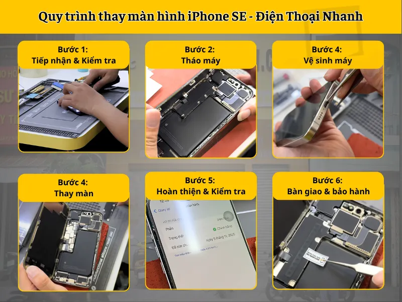 Quy trình thay màn hình iPhone SE tại Điện Thoại Nhanh