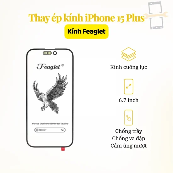 Thay ép kính Feaglet iPhone 15 Plus