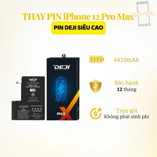 Thay pin Deji siêu cao iPhone 12 Pro Max