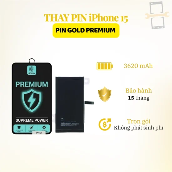 Thay pin Gold Premium iPhone 15