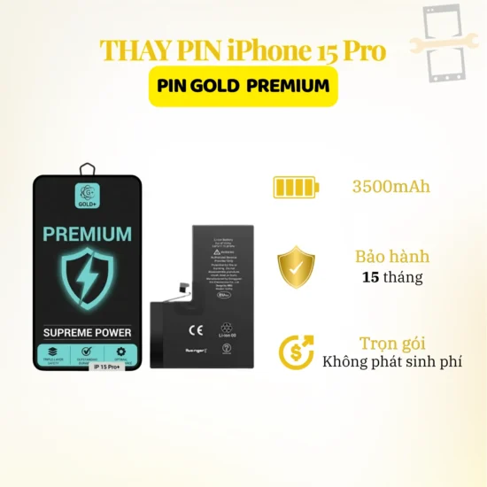 Thay pin Gold Premium iPhone 15 Pro