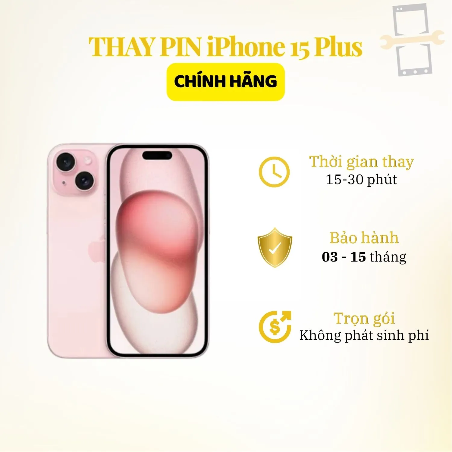 | Tháng 6 2026 Thay pin iPhone 15 Plus
