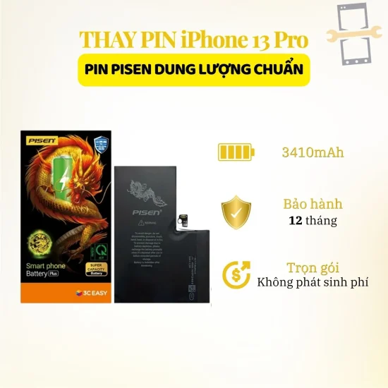 Thay pin Pisen dung lượng chuẩn iPhone 13 Pro