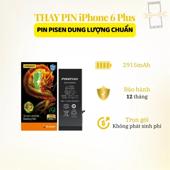 Thay pin Pisen dung lượng chuẩn iPhone 6 Plus