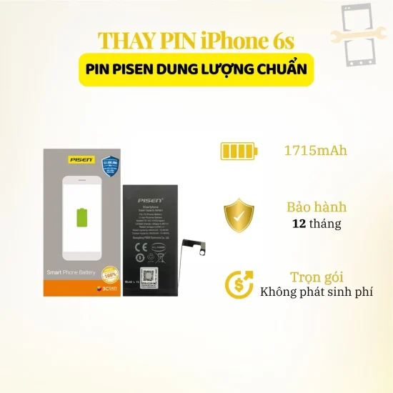 Thay pin Pisen dung lượng chuẩn iPhone 6s