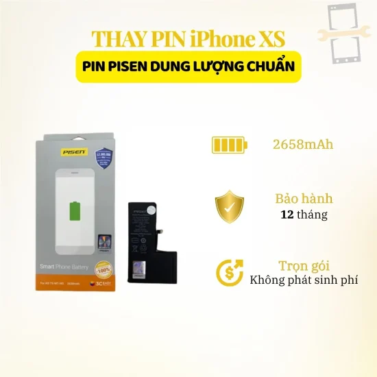 Thay pin Pisen dung lượng chuẩn iPhone Xs