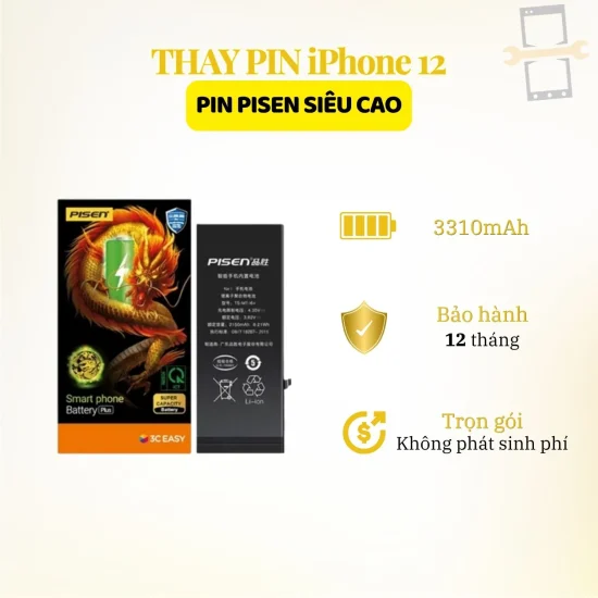 Thay pin Pisen siêu cao iPhone 12