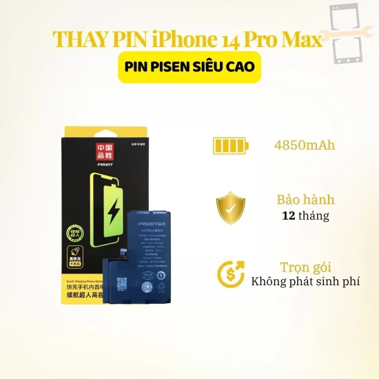 Thay pin Pisen siêu cao iPhone 14 Pro Max