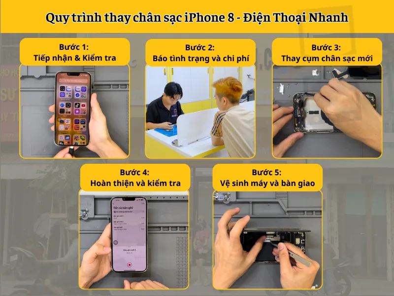 Quy trình thay chân sạc iPhone 8