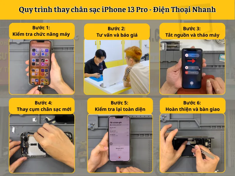 Quy trình thay chân sạc iPhone 13 Pro