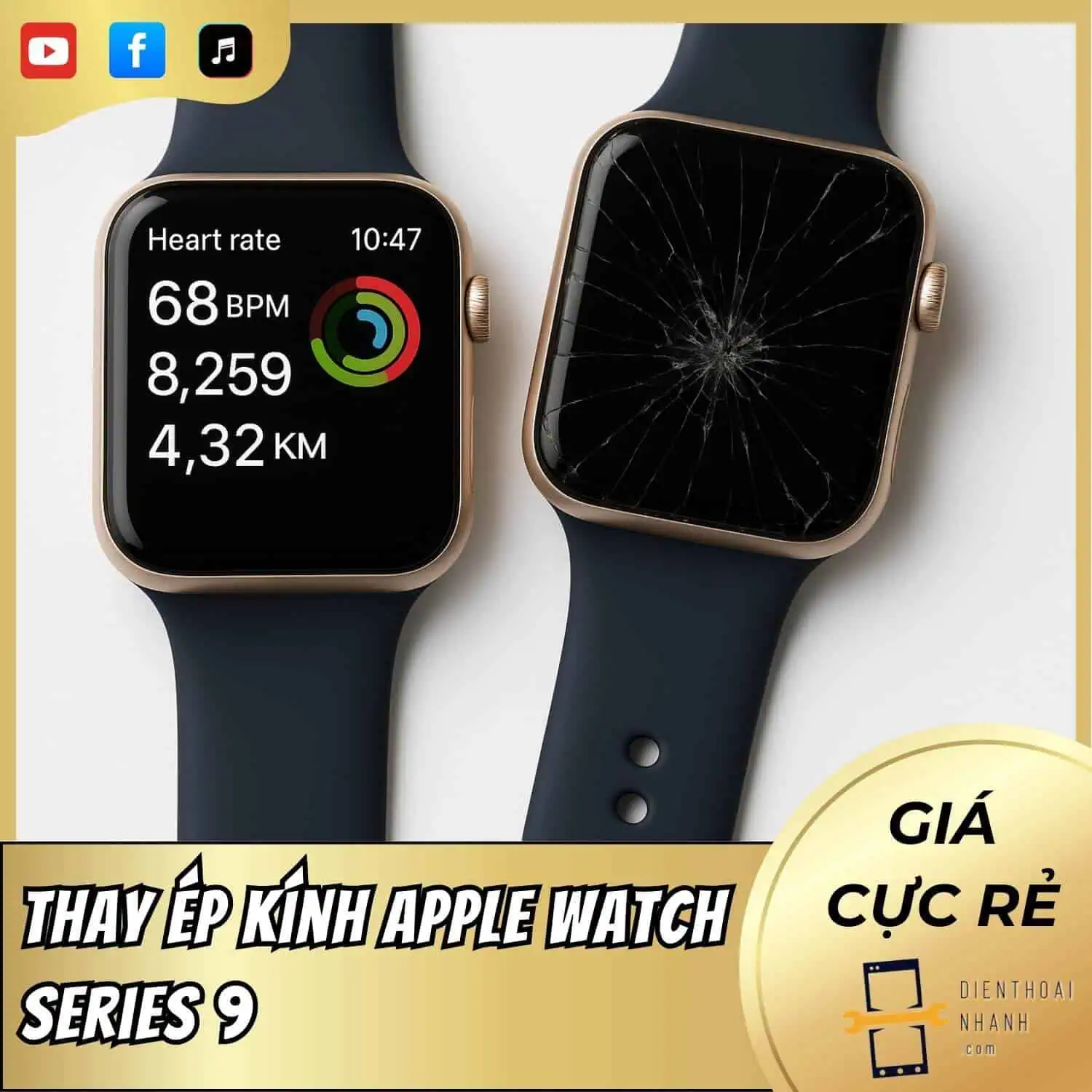 | Tháng 1 2026 Thay Ép Kính Apple Watch Series 9 Uy Tín, Bảo Hành Dài Hạn