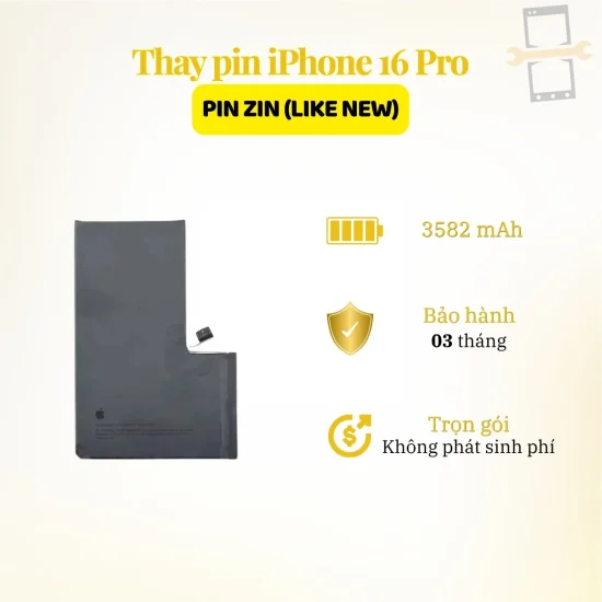 Thay pin Zin iPhone 16 Pro