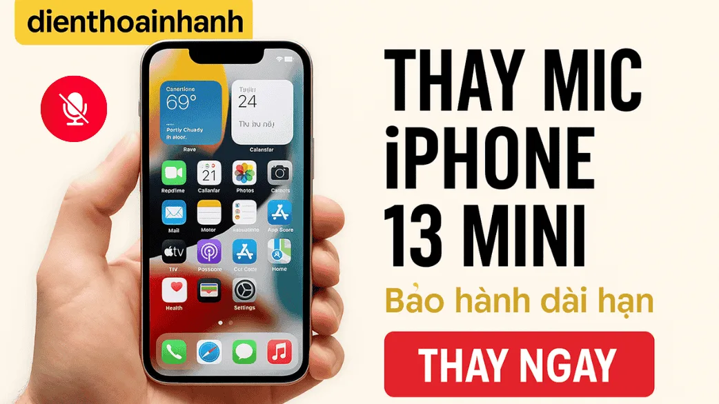 Tận mắt quy trình thay mic iPhone 13 Mini – Chuyên nghiệp từ A đến Z