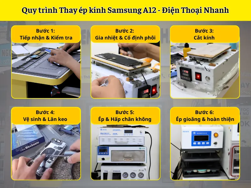 Quy trình thay ép kính Samsung A12 chuẩn kỹ thuật