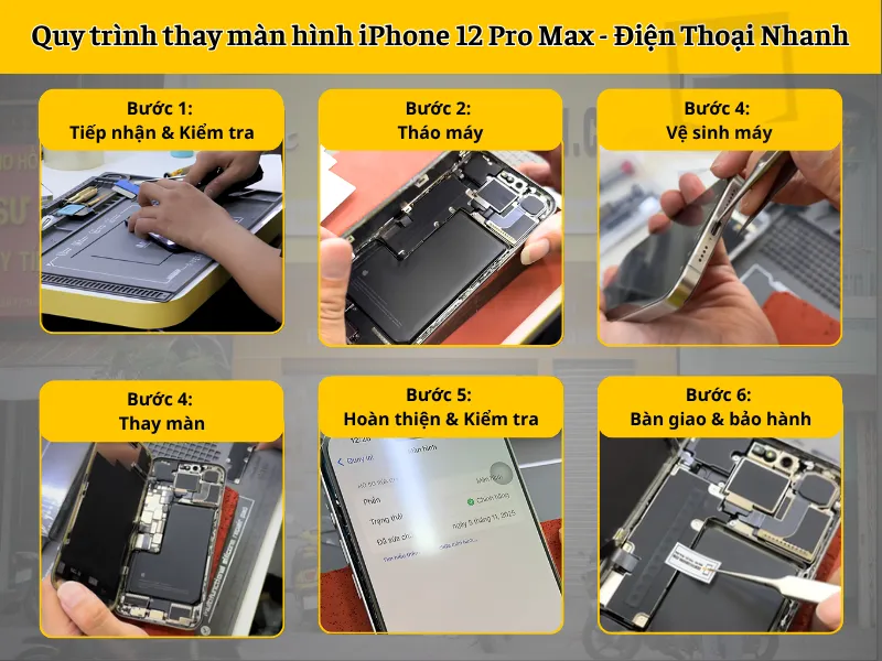 Quy trình thay màn hình iPhone 12 Pro Max tại Điện Thoại Nhanh