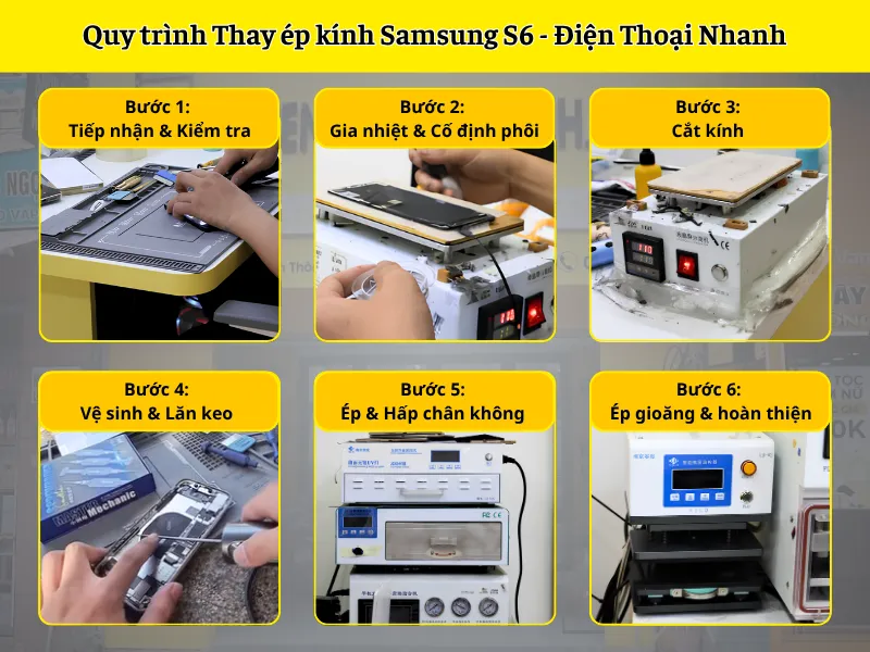 Quy trình thay ép kính Samsung S6 chuẩn kỹ thuật