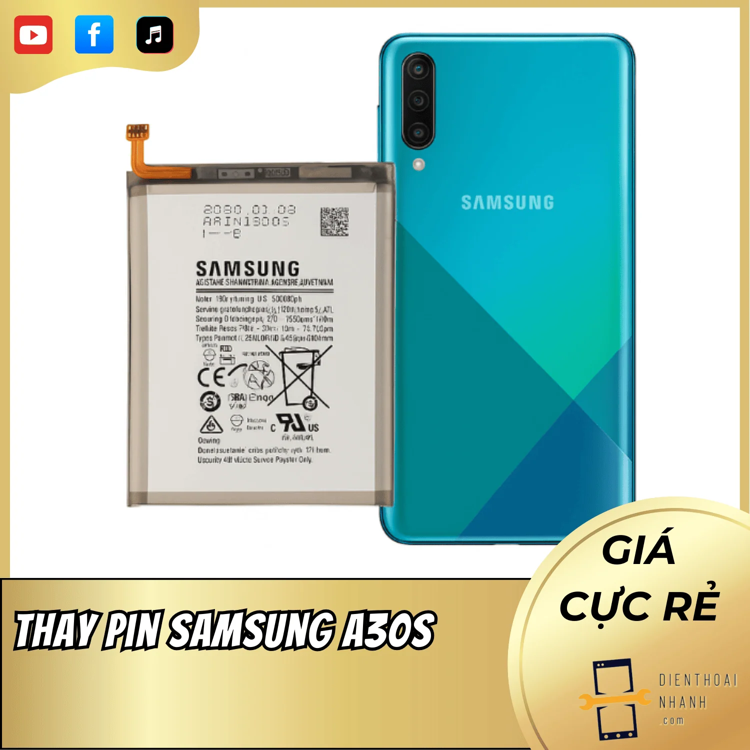 | Tháng 12 2025 Thay Pin Samsung A30s Sạc Nhanh - Dùng Lâu, An Toàn