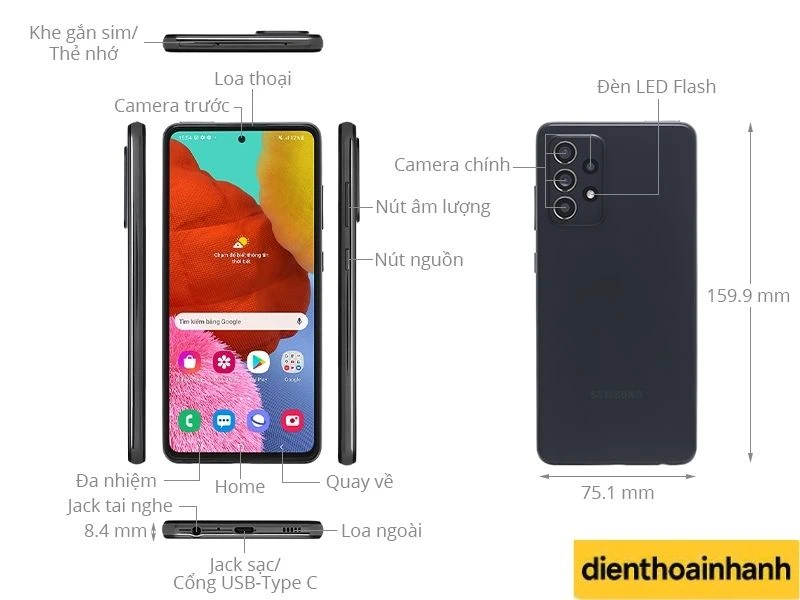 Cấu tạo kỹ thuật của cụm chân sạc Samsung A52s