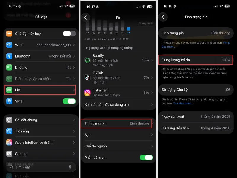 Dung lượng pin iphone 11 pro max bao nhiêu thì thay?