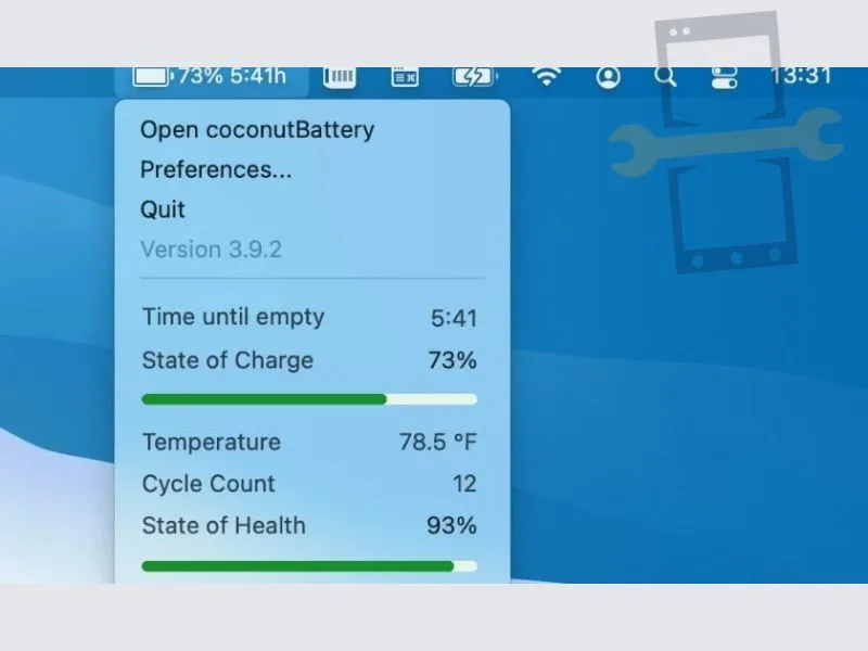 App kiểm tra pin iPhone trên macOS CoconutBattery