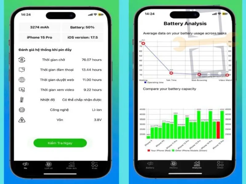 Ứng dụng kiểm tra pin Battery Testing Master