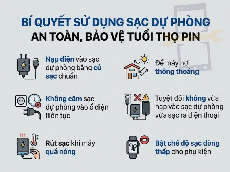 Bí quyết sử dụng sạc dự phòng an toàn