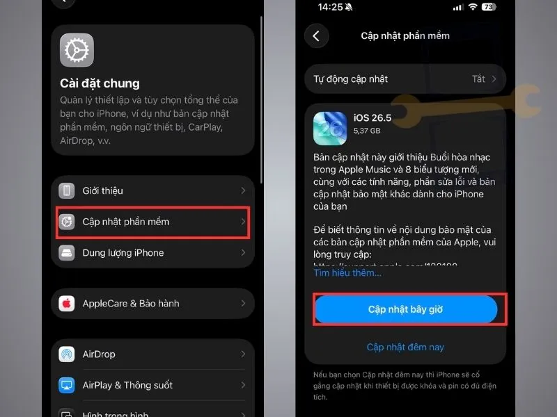 Cập nhật hệ điều hành iOS