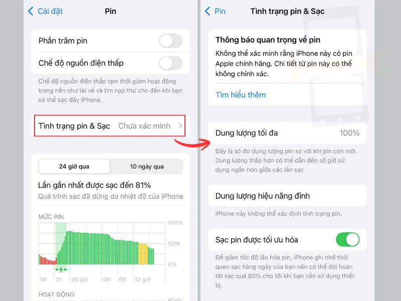 Dung lượng pin iPhone 6 bao nhiêu thì thay?