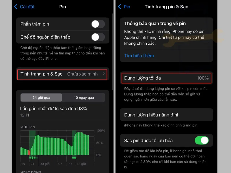 Dung lượng pin iPhone XS bao nhiêu thì thay?
