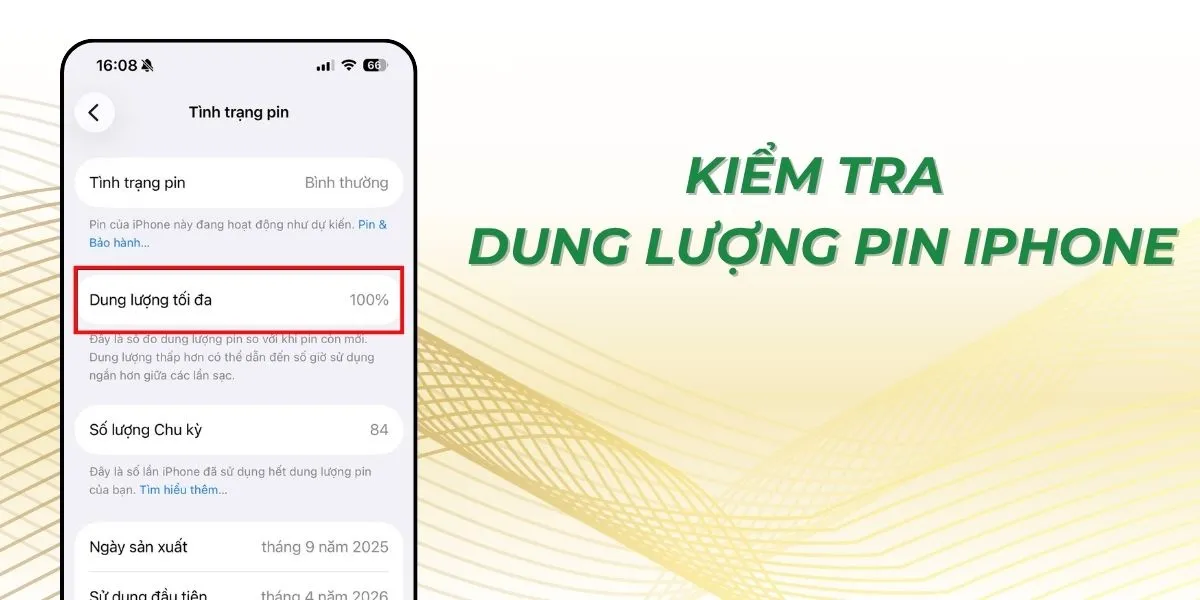 Kiểm tra dung lượng pin iPhone