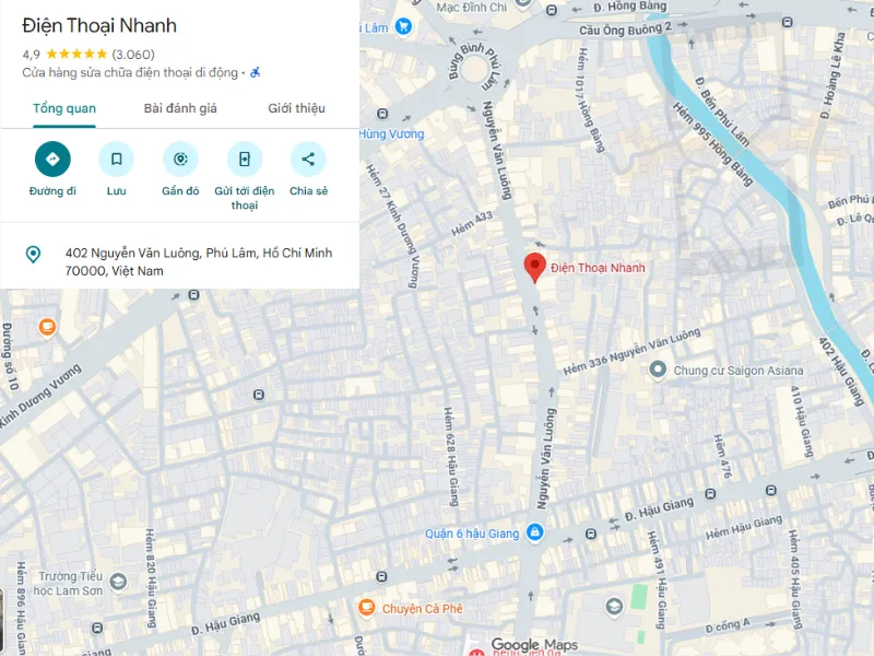 Phạm vi phục vụ & Thời gian di chuyển ước tính