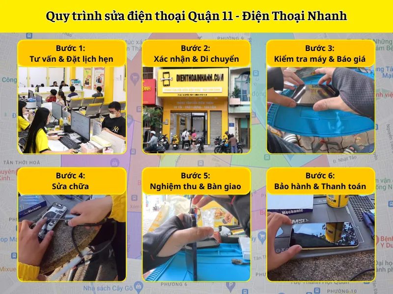 Quy trình sửa điện thoại tại nhà Quận 11