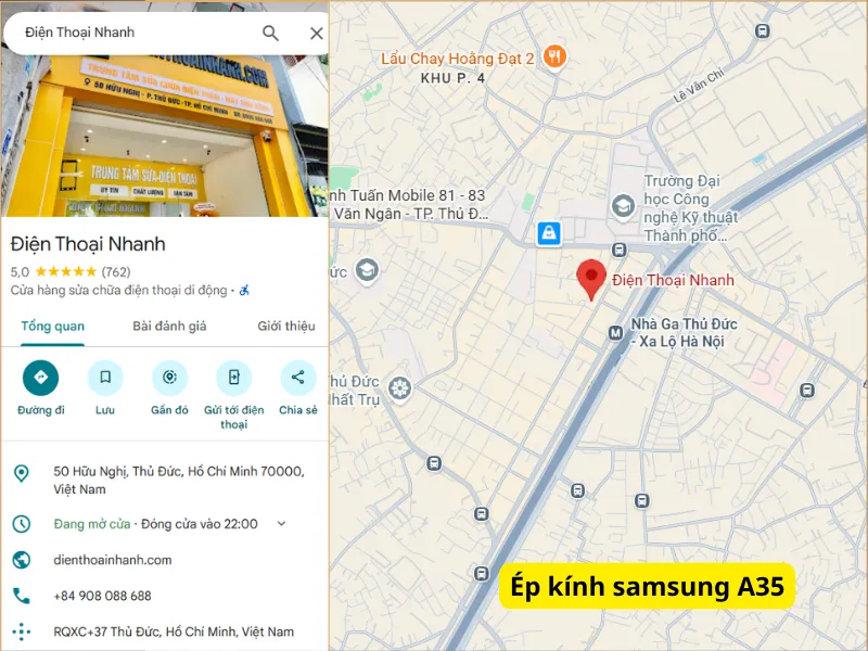 Địa chỉ ép kính Samsung A35 tại Thủ Đức 