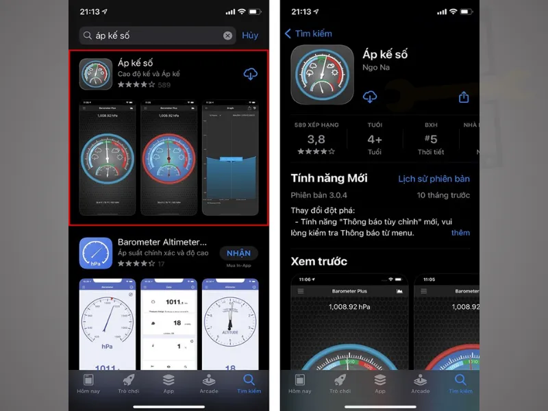 Kiểm tra áp suất trên iPhone