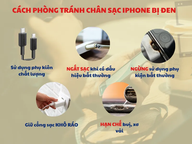 Cách phòng tránh chân sạc iPhone bị đen