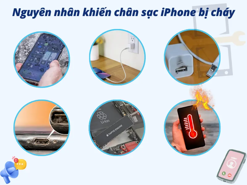 Nguyên nhân khiến chân sạc iPhone bị cháy
