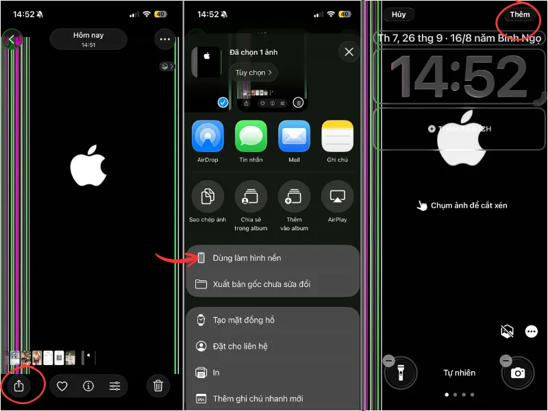 Cách cài ảnh màn hình nền sọc màn hình iPhone