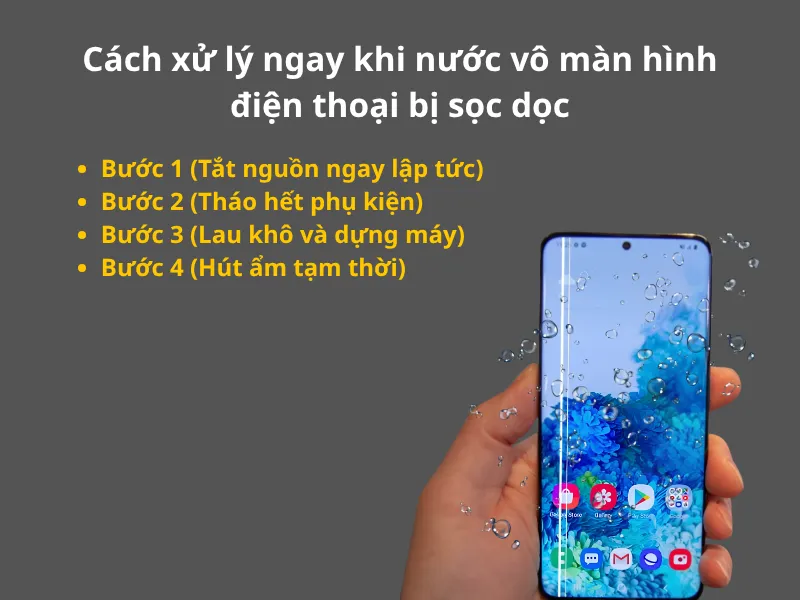 Cách xử lý ngay khi nước vô màn hình điện thoại bị sọc dọc