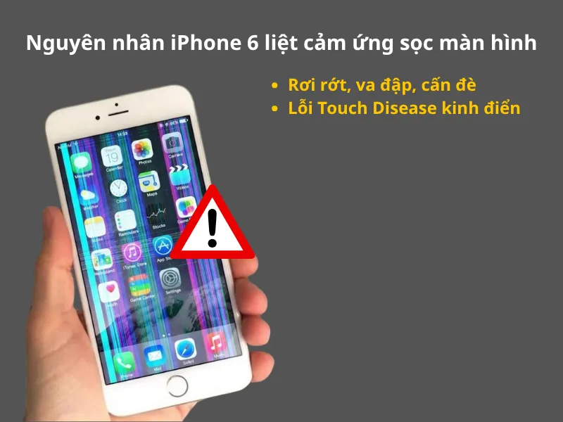Nguyên nhân iPhone 6 liệt cảm ứng sọc màn hình