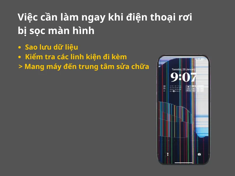Việc cần làm ngay khi điện thoại rơi bị sọc màn hình