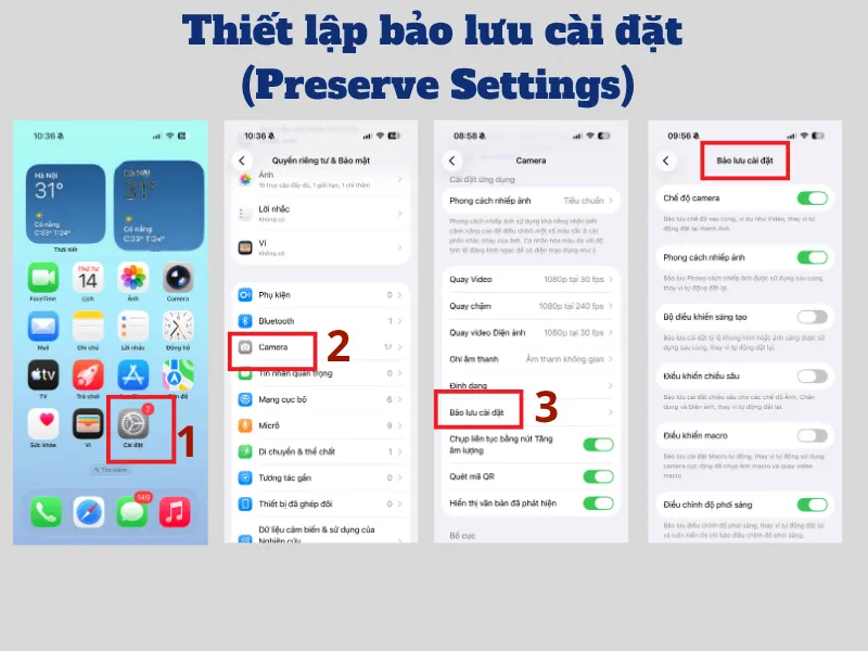 Bảo lưu cài đặt mặc định cho camera
