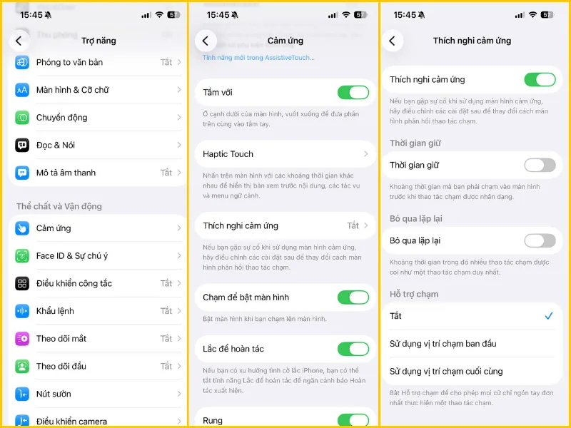 Cách bật/ tắt, cài đặt thích nghi cảm ứng trên iPhone 