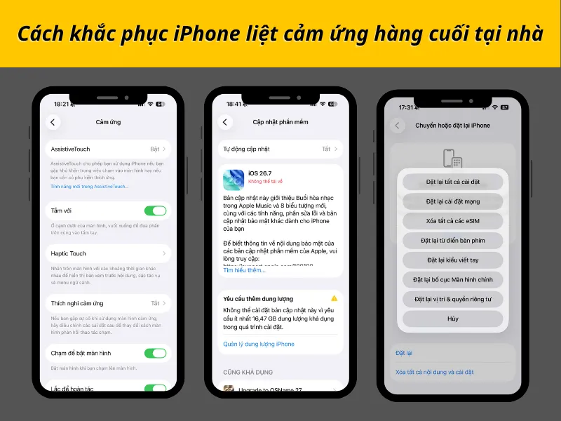 Cách khắc phục iPhone liệt cảm ứng hàng cuối tại nhà