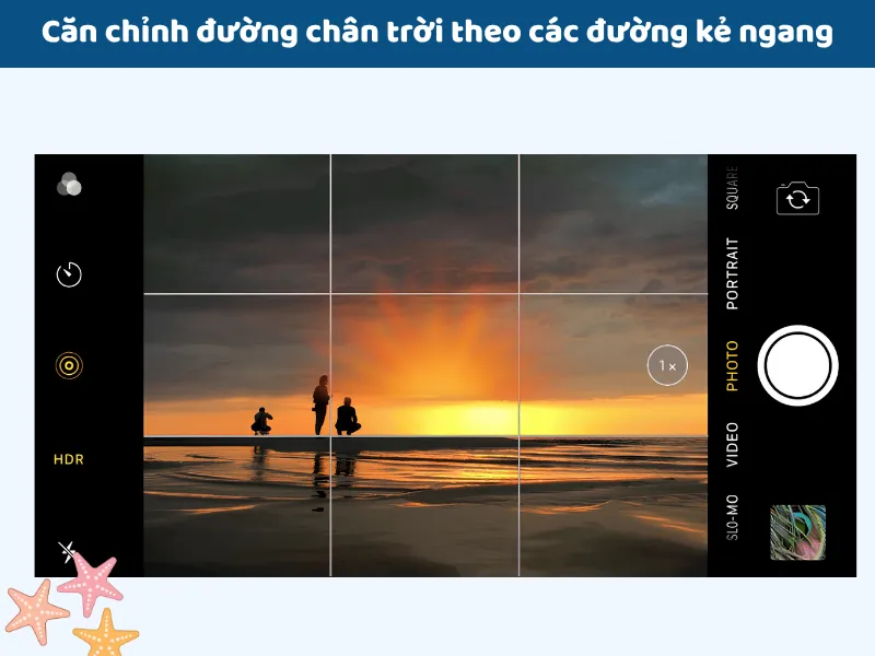 Căn chỉnh đường chân trời theo các đường kẻ ngang