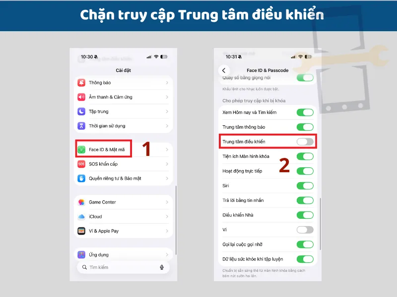 Chặn truy cập trung tâm điều khiển