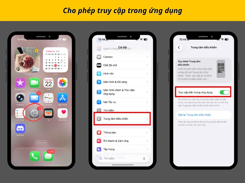 Cho phép truy cập trong ứng dụng