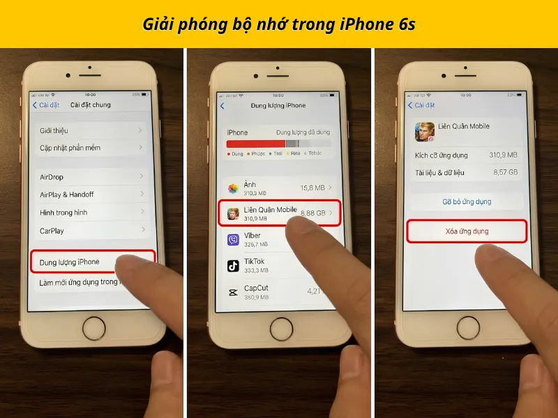 Giải phóng bộ nhớ trong iPhone 6s