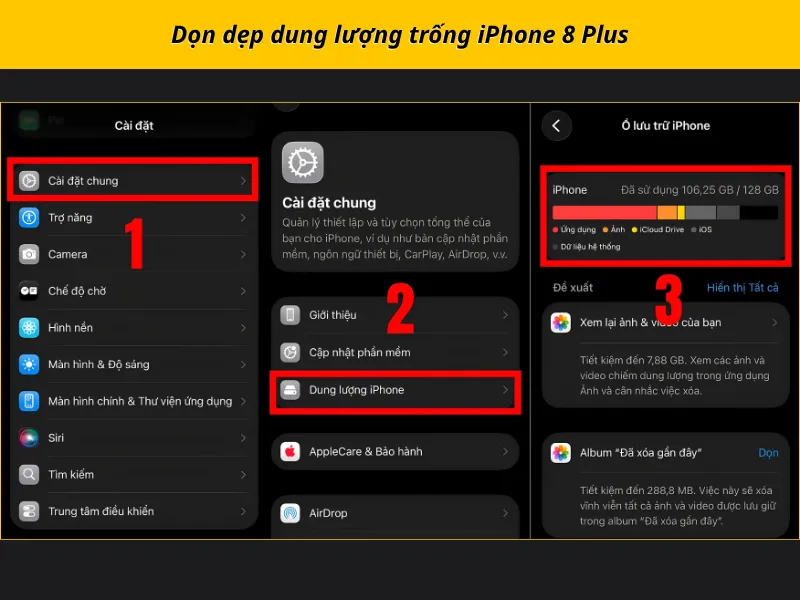 Giải phóng dung lượng iPhone 8 Plus