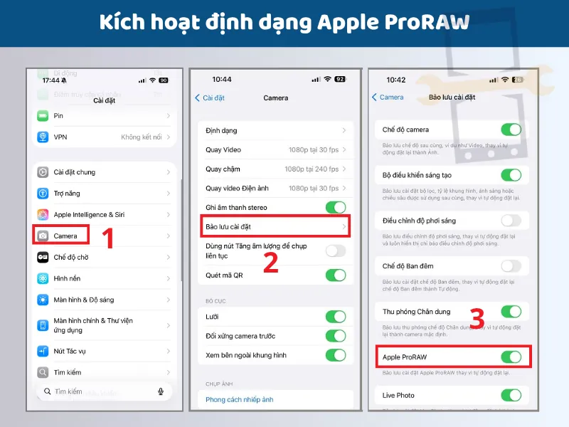Kích hoạt định dạng Apple ProRaw